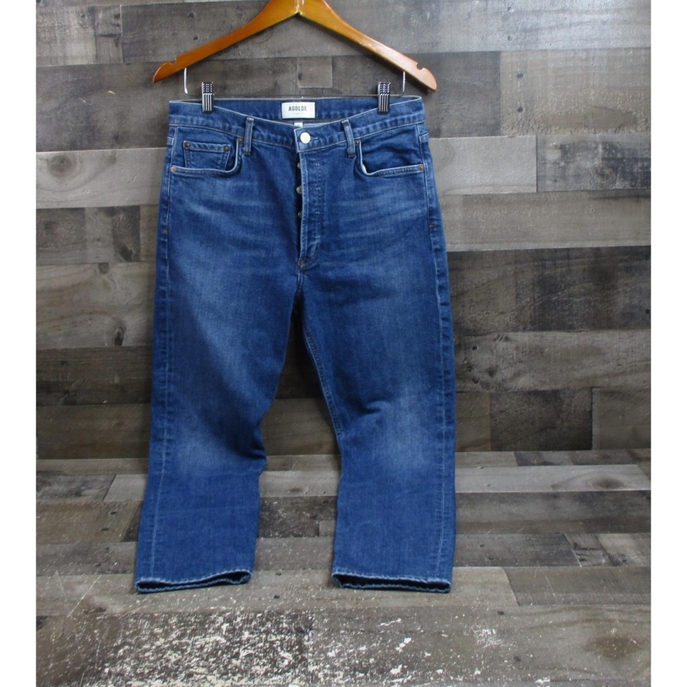 Agolde Nico Jeans Womens 30 Blue High Rise Slim Stretch Denim Button Fly Ankle